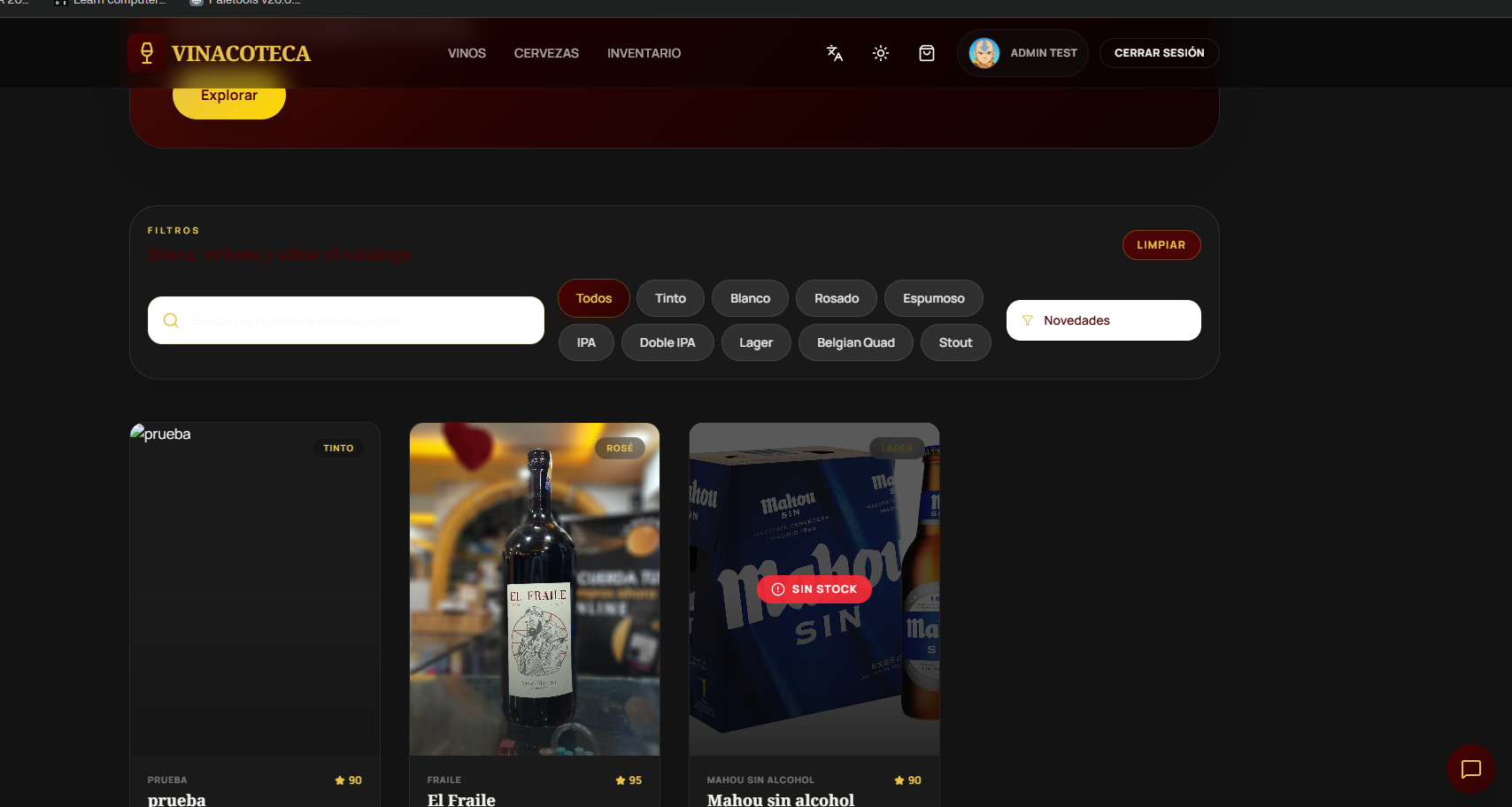 Previsualización de VinoTeca